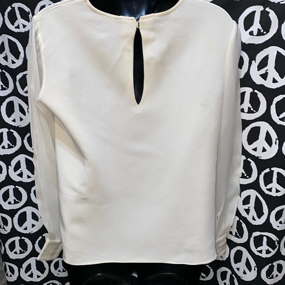 SILK MARISSA WEBB CREAM LONG CHIFFON SLEEVE BLOUSE SZ 8 - Picture 6 of 13